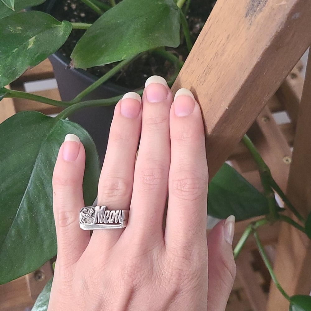 MEOW stacker cat ring nameplate snash jewelry